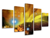 Klasický obraz na plátně s motivem hvězdy, galaxie, silueta, mapa, vesmír v černo-žlutých odstínech, éterická atmosféra, tajemství a příroda – hlavní