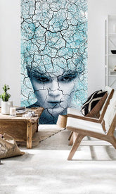 V boho stylu obraz na plátně s motivem Zoya VERDI + lepidlo Zdarma v bílo-modrých odstínech, éterická atmosféra, vhodný do kanceláře | Fototapeta na stěnu Zoya VERDI + lepidlo Zdarma – hlavní