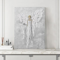 Ve skandinávském stylu obraz na plátně s motivem Nekonečná láska, anděl, náboženský motiv, příroda v bílo-šedých odstínech, klidná atmosféra – produkt