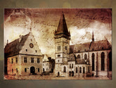 Klasický obraz na plátně s motivem architektura, městský motiv, náboženský motiv v hnědých odstínech, nostalgická atmosféra, vhodný do chodby – hlavní