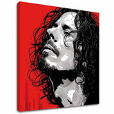 Moderní obraz na plátně s motivem muž, tvář v červeno-černých odstínech, dramatická atmosféra | Chris Cornell obraz na plátně - Rocková vášeň – hlavní