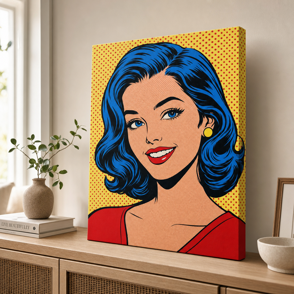 Pop-art obraz na plátně z boku – dřevěný podrám 2 cm, potisk přes hranu, bez vnějšího rámu, Papilora