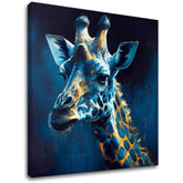 Pop art obraz na plátně s motivem PREMIUM ART - Towering Majesty of Giraffe, krajina, příroda v modro-zlatých odstínech, příroda, vhodný do pracovny – hlavní