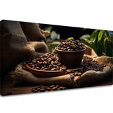Moderní obraz na plátně s motivem Ranná Arabica, příroda v béžovo-hnědých odstínech, útulná atmosféra, vhodný do kuchyně | Kávové obrazy do kuchyně Ranná Arabica – hlavní