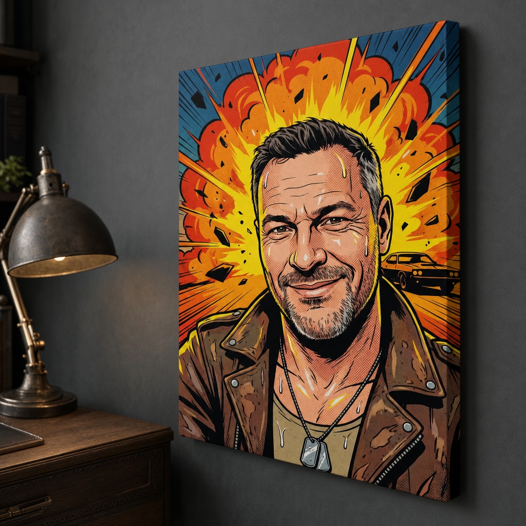 Akční pop-art obraz na plátně z boku – dřevěný podrám 2 cm, potisk přes hranu, bez vnějšího rámu, Papilora