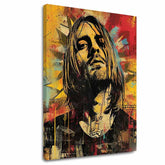 Moderní obraz na plátně v žluto-černých odstínech, rock and roll a hudební historie | Kurt Cobain na plátně - Hudobná revolúcia – hlavní