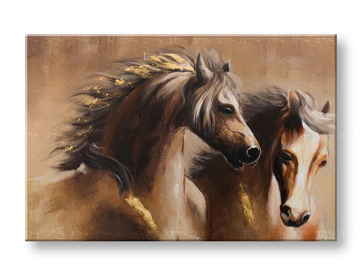 Ručně malovaný obraz na zeď KONĚ 90x60 cm – 3D perspektiva canvasu na dřevěném rámu | 100 % originál | akryl na plátně ARTMIE | Papilora.sk