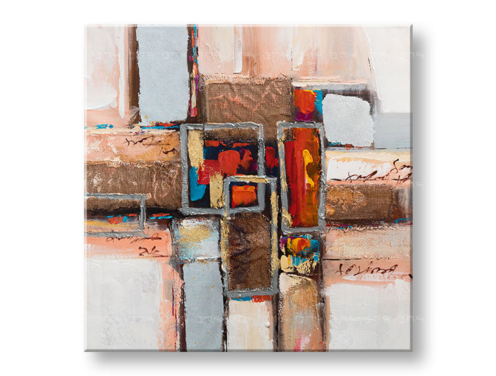 Ručně malovaný obraz na zeď ABSTRAKT 70x70 cm – 3D perspektiva canvasu na dřevěném rámu | 100 % originál | akryl na plátně ARTMIE | Papilora.sk