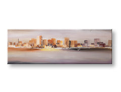 Ručně malovaný obraz na zeď MĚSTO 120x40 cm – 3D perspektiva canvasu na dřevěném rámu | 100 % originál | akryl na plátně ARTMIE | Papilora.sk