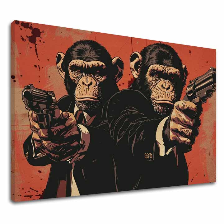 Moderní obraz na plátně v černo-bílých odstínech, síla a moc | Monkey Gang - Obraz pre odvážný interiér, nástěnná dekorace – hlavní