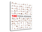 Moderní obraz na plátně s motivem 100 Yoga asanas, motivační citát v bílo-šedých odstínech, vnitřní klid | Motivační obraz na stěnu 100 Yoga asanas – produkt