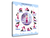 Moderní obraz na plátně s motivem Home exercise plan, motivační citát, sportovní motiv v bílo-modrých odstínech, energická atmosféra, vhodný do pracovny – produkt