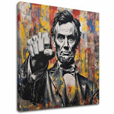 Moderní obraz na plátně s motivem Abraham Lincoln - Sila histórie v černo-žlutých odstínech, síla a moc | Obraz Abraham Lincoln - Sila histórie – hlavní
