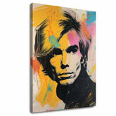 Moderní obraz na plátně s motivem Andy Warhol - Farby popovej revolúcie, vlasy v černo-žlutých odstínech, energická atmosféra | Obraz Andy Warhol - Farby popovej revolúcie – hlavní