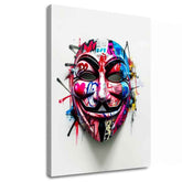 Moderní obraz na plátně s motivem Anonymous Mask, graffiti v bílo-černých odstínech | Obraz Anonymous Mask, nástěnná dekorace – hlavní