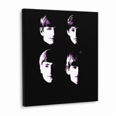 Ručně malovaný obraz POP Art BEATLES 1 kus beat10 – 3D vizualizace ručně malovaného plátna na bílém pozadí. Dominantní barvy: černá, bílá, fialová.