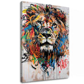 Moderní obraz na plátně s motivem Graffiti Lion, lev v bílo-černých odstínech, energická atmosféra, síla a svoboda | Obraz Graffiti Lion – hlavní
