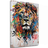Moderní obraz na plátně s motivem Graffiti Lion, lev v černo-oranžových odstínech, energická atmosféra, síla a svoboda | Obraz Graffiti Lion – hlavní