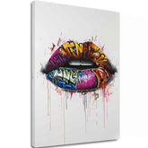 Moderní obraz na plátně s motivem Graffiti Lips, graffiti v bílo-růžových odstínech, energická atmosféra | Obraz Graffiti Lips – hlavní