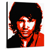 Ručně malovaný obraz POP Art Jim Morrison 1 kus jm2 – 3D vizualizace ručně malovaného plátna na bílém pozadí. Dominantní barvy: černá, červená, bílá.