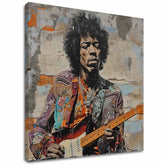 Moderní obraz na plátně s motivem Jimi Hendrix - Gitarová poézia v modrých odstínech, hudební historie | Obraz Jimi Hendrix - Gitarová poézia – hlavní