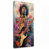 Moderní obraz na plátně s motivem Jimi Hendrix - Ohnivé tóny v černo-žlutých odstínech, energická atmosféra, rock and roll a kreativita | Obraz Jimi Hendrix - Ohnivé tóny – hlavní