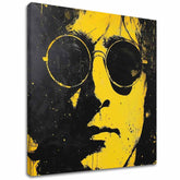 Moderní obraz na plátně s motivem John Lennon - Žltý odraz reality v černo-žlutých odstínech, odvážná atmosféra, ikonografie | Obraz John Lennon - Žltý odraz reality – hlavní