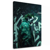 Moderní obraz na plátně s motivem Joker: Vuitton štýl, graffiti v černo-bílých odstínech, temná atmosféra | Obraz Joker: Vuitton štýl – hlavní