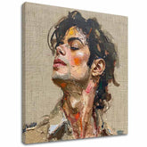 Moderní obraz na plátně s motivem Michael Jackson - Melódia vášne v béžovo-hnědých odstínech, sláva a nostalgie | Obraz Michael Jackson - Melódia vášne – hlavní