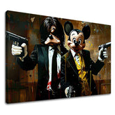 Moderní obraz na plátně s motivem Mickey and the Mobster v černo-hnědých odstínech, drzá atmosféra, popkultura | Obraz Mickey and the Mobster – hlavní