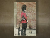 Klasický obraz na plátně s motivem Street ART – Banksy, krajina, moře a pláž v fialovo-modrých odstínech, melancholická atmosféra, vícedílné provedení – hlavní