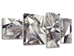 Geometrický obraz na plátně s motivem diamant, mapa v stříbrných odstínech, luxusní dojem, vícedílné provedení, vhodný do obývacího pokoje | Obraz na plátně ABSTRAKT – hlavní
