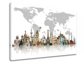 Pop art obraz na plátně s motivem MAPY, mapa světa, cestovatelský motiv, mapa, příroda v šedých odstínech, inspirativní atmosféra, vhodný do kanceláře – produkt