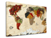 V boho stylu obraz na plátně s motivem MAPY, mapa světa, cestovatelský motiv, mapa v bílo-hnědých odstínech, rustikální atmosféra, vhodný do kuchyně – produkt