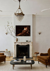 Vintage obraz na plátně s motivem anděl, náboženský motiv, lidé v hnědo-zlatých odstínech, klidná atmosféra, příroda, vhodný do obývacího pokoje | Obraz na plátně Michelangelo Caravaggio - Svatý Františe...