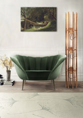 Vintage obraz na plátně s motivem Winslow Homer - Dievča v hojdacej sieti, kniha, stromy, krajina, mapa v zelených odstínech, klidná atmosféra – hlavní