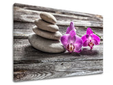 Klasický obraz na plátně s motivem FENG SHUI v fialovo-šedých odstínech, klidná atmosféra, příroda, vhodný do obývacího pokoje | Obraz na plátně FENG SHUI_060-11 – produkt
