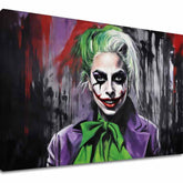 Moderní obraz na plátně s motivem Joker Poker Face v bílo-fialových odstínech, popkultura, vhodný do obývacího pokoje | Obraz na plátně - Joker Poker Face – hlavní