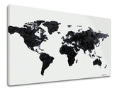 Moderní obraz na plátně s motivem MAPA SVETA, příroda v bílo-černých odstínech, minimalismus | Obraz na plátně MAPA SVETA – produkt