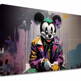 Pop art obraz na plátně s motivem Mickey Mouse z Horroru, dětský motiv v fialovo-zelených odstínech, drzá atmosféra, popkultura a nostalgie | Obraz na plátně - Mickey Mouse z Horroru – hlavní