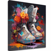 V boho stylu obraz na plátně s motivem My Dream Shoes, květy, příroda, sportovní motiv v vícebarevných odstínech, živá atmosféra, vhodný do obývacího pokoje – hlavní