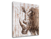 Moderní obraz na plátně s motivem NOSOROŽEC, zvíře v bílo-hnědých odstínech, příroda a síla | Obraz na plátně NOSOROŽEC – produkt