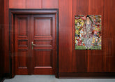 Geometrický obraz na plátně s motivem PORTRÉT FRIEDERIKE MARIA BEER – Gustav Klimt, náboženský motiv zavěšený v interiéru chodby, elegantní atmosféra – interiér