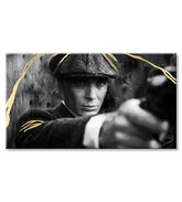 Ručně malovaný obraz na plátně s motivem PREMIUM ART – Peaky Blinders Thomas Shelby v šedo-zlatých odstínech, intenzivní atmosféra | Obrazy na plátně - PREMIUM ART – Peaky Blinders Thomas..., pohled 3