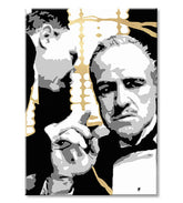 Ručně malovaný obraz na plátně s motivem PREMIUM ART – The Godfather, automobil v bílo-zlatých odstínech, dramatická atmosféra | Obrazy na plátně - PREMIUM ART – The Godfather – produkt, pohled 2