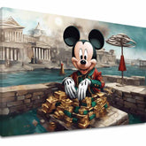 Klasický obraz na plátně s motivem Bohatý Mickey Mouse, dětský motiv, příroda v modro-zelených odstínech, vhodný do obývacího pokoje | Obraz na plátně - Bohatý Mickey Mouse – hlavní