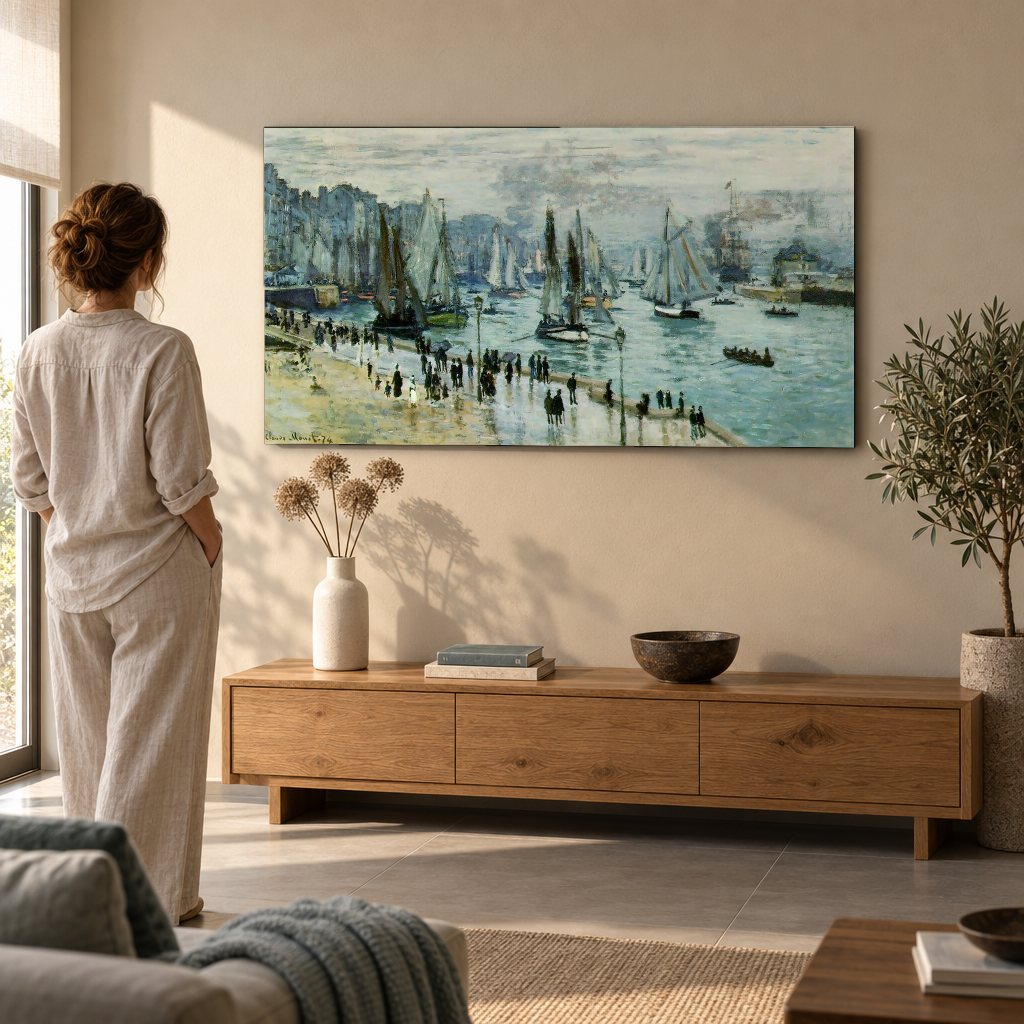 Obraz na plátně Rybářské lodě opouštějí přístav Le Havre – Claude Monet v obývacím pokoji