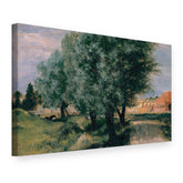 Obraz na plátně Staveniště s vrbami – Adolph Menzel, 3D pohled