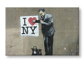 Moderní obraz na plátně s motivem Street ART – Banksy, muž v obleku v šedo-červených odstínech | Obraz na plátně Street ART – Banksy – hlavní
