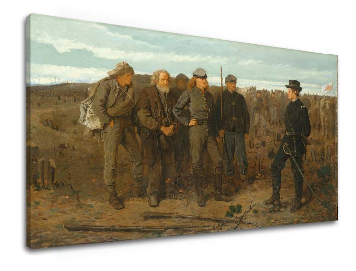 Umělecké dílo s historickou scénou visí v moderním interiéru nad dřevěnou konzolí s vázou a svíčkou Papilora.